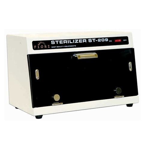 white sterilizer machine with black glass window 