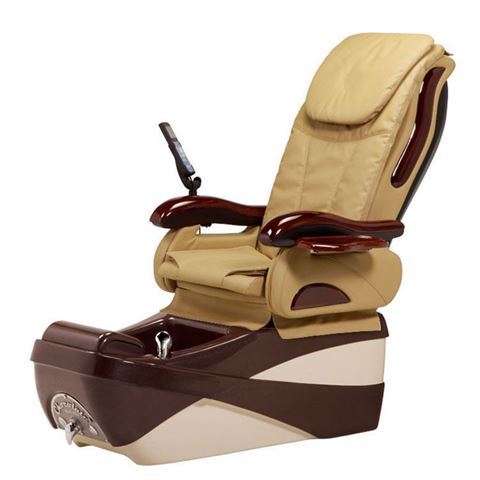 Chocolate SE pedicure chair in almond/chocolate base and beige cushion