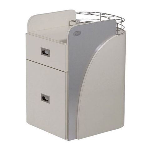 beige aluminum d100 salon cart