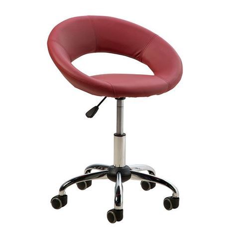round burgundy salon stool