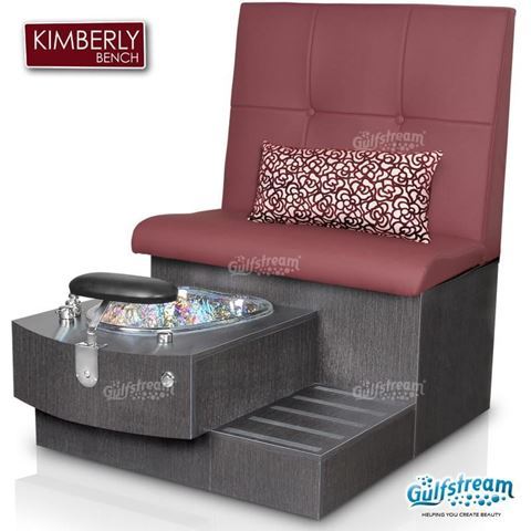 Gulfstream spa single bench in truffle base, clear bowl and style 24 in holyhock