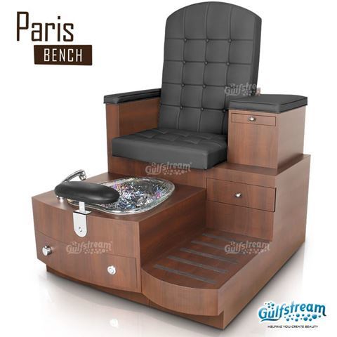 Gulfstream Paris spa bench in caramel base, clear bowl and style 30 in black color