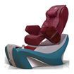 D7 pedicure chair in turquoise base and burgundy leather cushion
