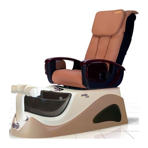 M5 pedicure chair in seashell / cappuccino and cappuccino leather