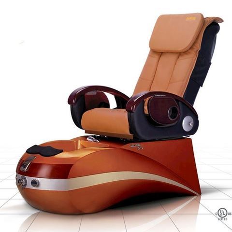 S3 pedicure chair in golden brown base and cappuccino leather cushion