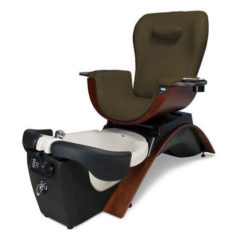 Maestro pedicure chair in cherry base and brown cushion