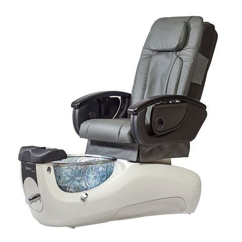 Bravo VE pedicure chair in white base and slate cushion