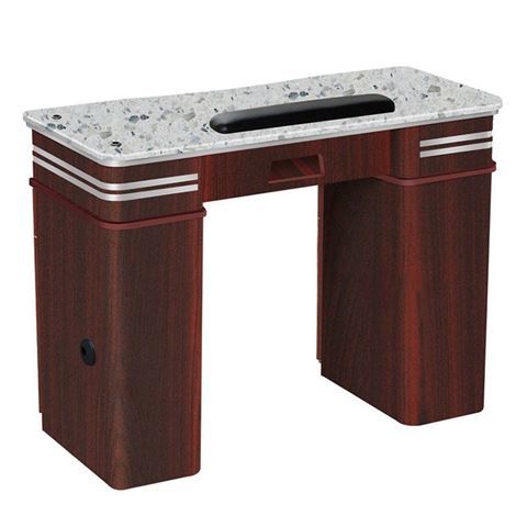 Avon nail table with mahogany color with grey marble top