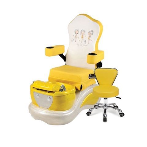 My Best Friends kids pedicure spa in yellow chair and stool