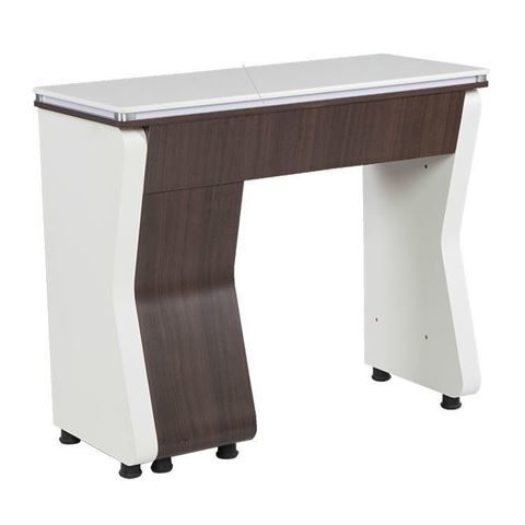 white / walnut laminate NV310 nail table with white marble top