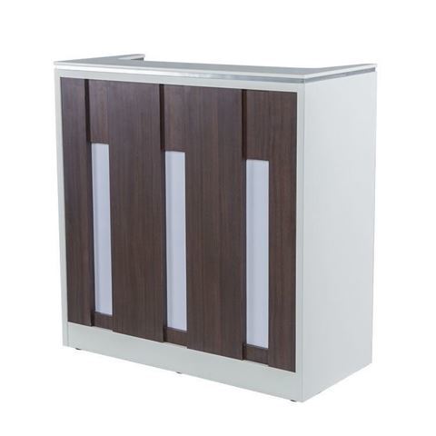 white / walnut laminate with white stone top NV510 reception desk