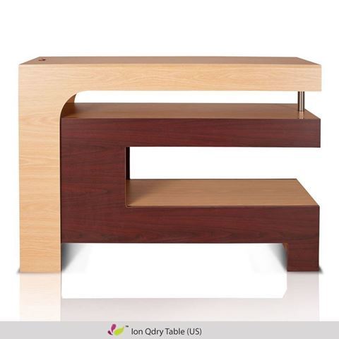 front view of mahogany & oak Ion Qdry table