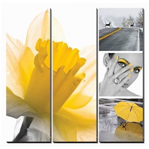 5-piece Fresh Daffodil canvas mural set in yellow color cocept