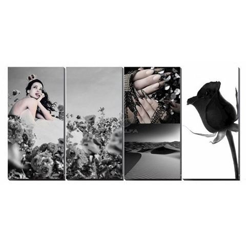 4 piece Midnight Escape canvas murals in dark color concept