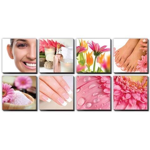 8 pieces of Daisy canvas murals in pink color concept