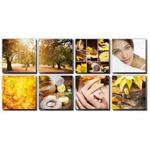 8 piece Amber Dew canvas murals in yellow color concept