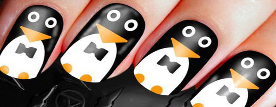 Penguin Accent Nail Art