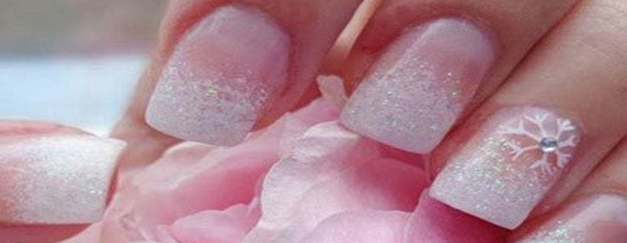 Pink Snow Flake Nail Art