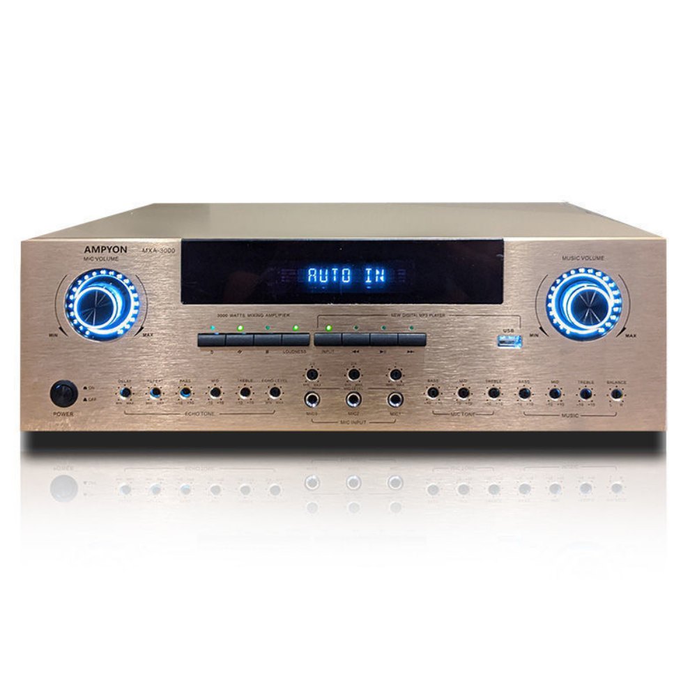 Ampyon MXA-3000 karaoke mixing amplifier, in silver