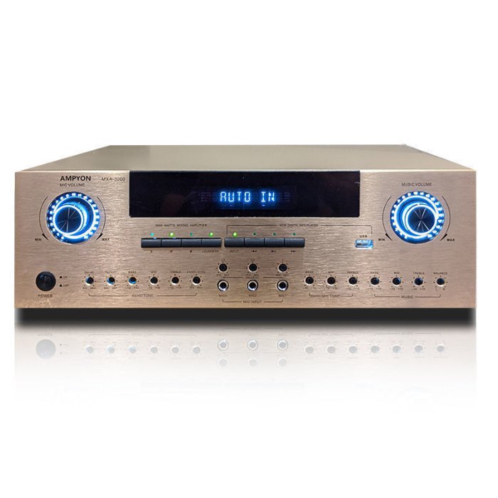 Ampyon MXA-3000 karaoke mixing amplifier, in silver