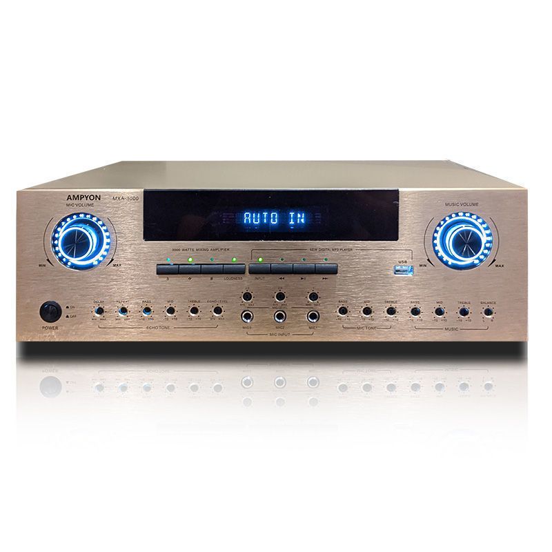 Ampyon MXA-3000 karaoke mixing amplifier, in silver