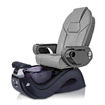 T-spa Gossip pedicure chair in black base and silver Throne massage chair