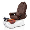 T-spa Gossip pedicure chair in white base and chocolate Throne massage chair