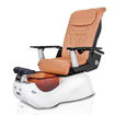 T-spa Gossip pedicure chair in white base and mocha T-Timeless massage chair