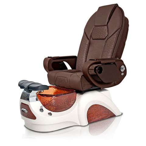 Noemi pedicure chair in amber base and chocolate Throne chair