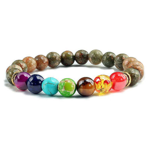 Natural Stone flower green 7 chakra healing bracelets