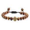 wooden gold color bracelet with Roman Knight Spartan Warrior charm