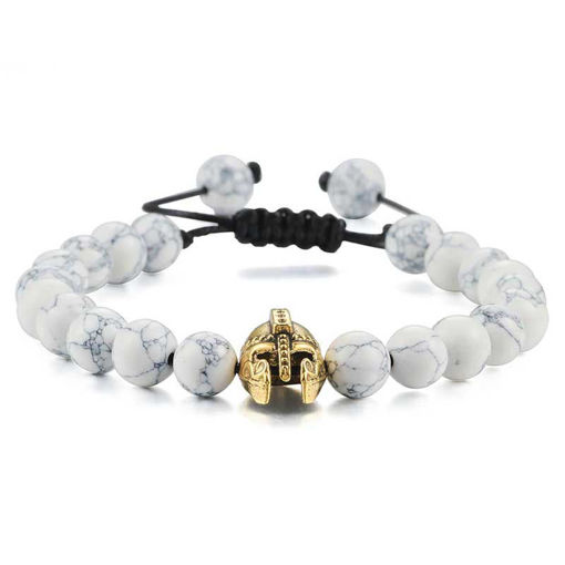 white gold color bracelet with Roman Knight Spartan Warrior charm