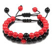2pc set Bright Red Stone Adjustable Healing Bracelet