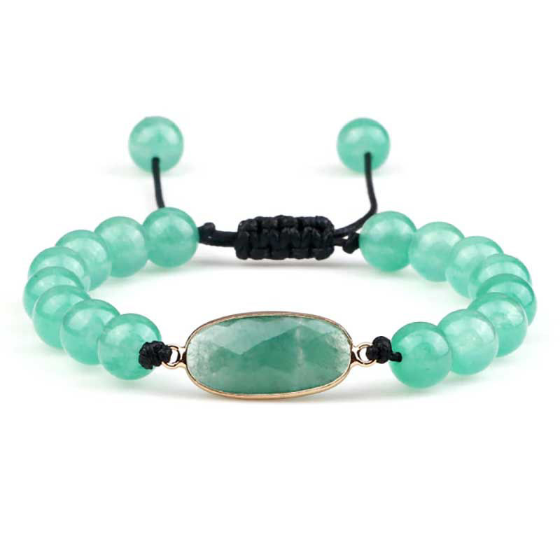 Green Jade Macrame Wristband Bracelet