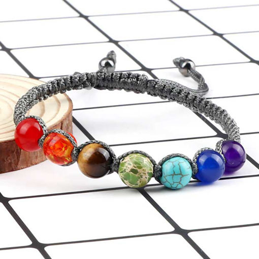 7 Chakra gray braided healing bracelet