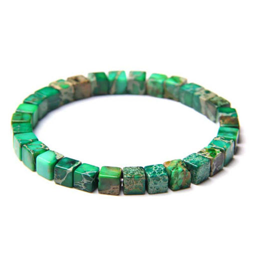 Green Natural Stone Emperor Jaspers Cube Bracelet