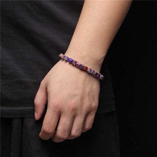 Picture of Colorful Natural Stone Emperor Jaspers Cube Bracelet