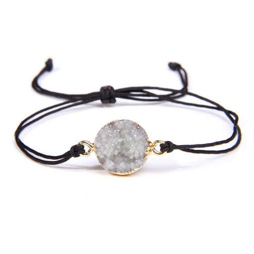 Picture of Natural Shiny Druzy Charm With Adjustable Braided Bracelet