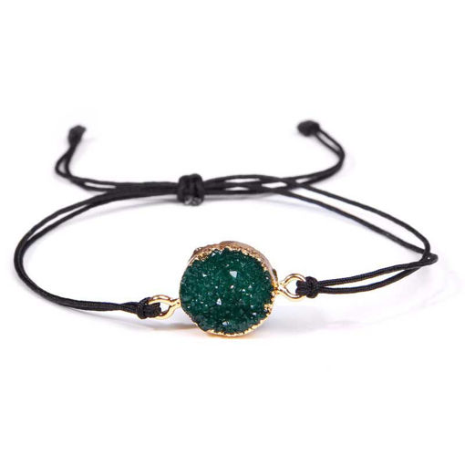 Picture of Natural Shiny Druzy Charm With Adjustable Braided Bracelet