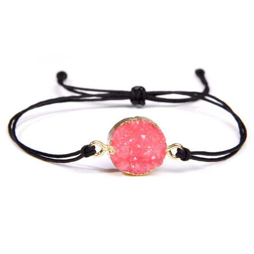 Picture of Natural Shiny Druzy Charm With Adjustable Braided Bracelet