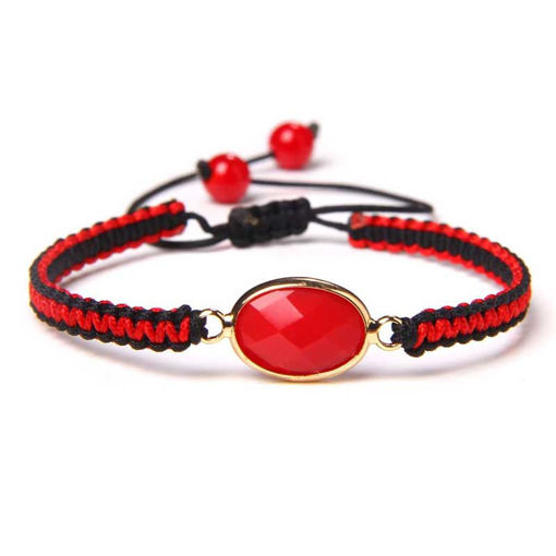 Picture of Fashion Braided Red Quartz Crystal Pendant Charm Bracelet