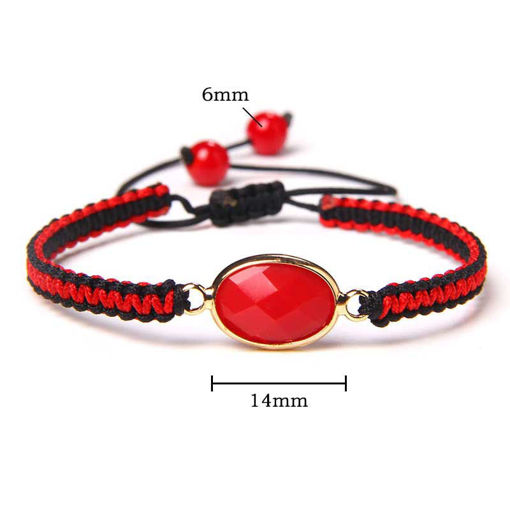 Picture of Fashion Braided Red Quartz Crystal Pendant Charm Bracelet