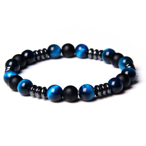 Picture of Set Men Black Onyx and Blue Tiger's Stone Bracelet