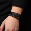 Picture of Handmade Weave Black Leather 8 mm Black Malachite Bracelet