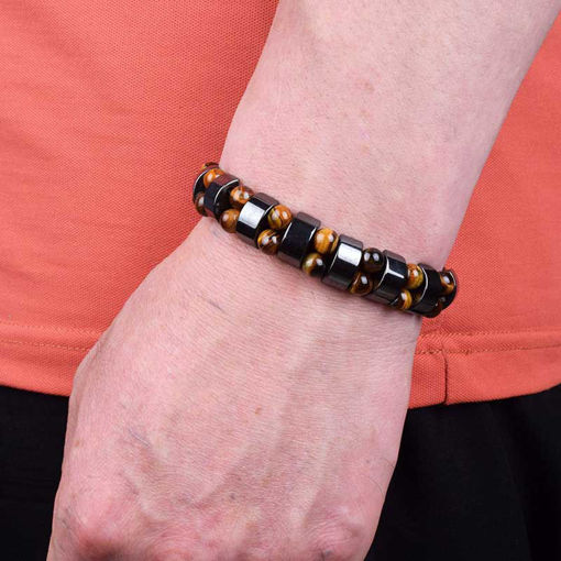 Picture of Fashion Double Tiger Eye Positive Energy Bracelet