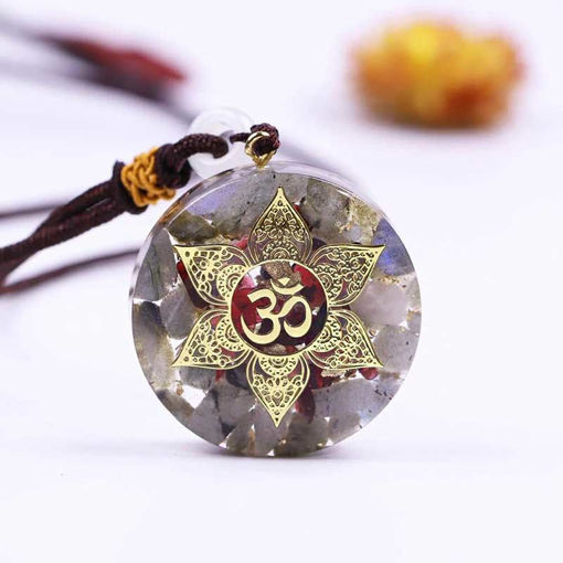 Picture of Mulany MN202 Orgone Pendant Labradorite Om Yoga Necklace