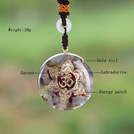 Picture of Mulany MN202 Orgone Pendant Labradorite Om Yoga Necklace