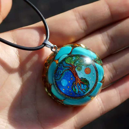 Picture of Mulany MN508 Turquoise Orgone Tree Of Life Necklace