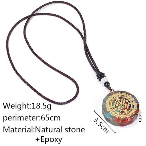 Picture of Mulany MN103 Natural Stone Chakra Sri Yantra Orgonite Necklace