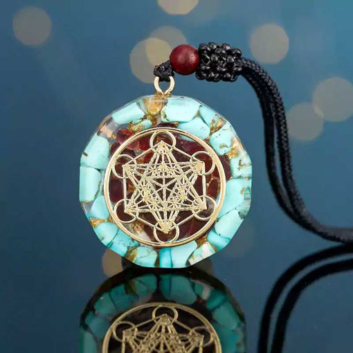 Picture of Mulany MN106 Turquoise Reiki Om Yoga Orgonite Necklace